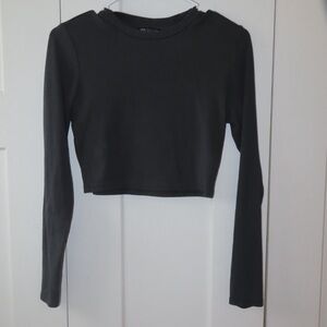 Zara Black Long Sleeve Crop Top